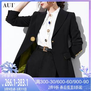 aui黑色职业御姐气质西装套装，女2024秋高级感正装衬衫两件套
