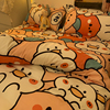 韩式风卡通蜜桃乌龙学生，宿舍四件套单双人(单双人)床单被套床上用品三件套