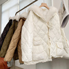 1.6斤白色系带开衫长袖棉服秋冬保暖外套女时尚休闲洋气