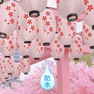 新年款樱花节灯笼墙粉色，装饰挂串古风，户外防水定制红日式冬瓜灯笼