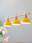 北欧长条吊灯现代简约创意厨餐厅吧台原木餐桌卧室奶油风三头灯具