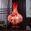 景德镇陶瓷器花瓶摆件，中国红色擦花现代中式家居客厅电视柜装饰品