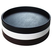 塑料托盘圆形白色黑色北欧家用木纹茶盘茶杯，客厅水杯密胺大圆盘