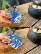 鱼山草木手工茶席杯垫茶垫植物染蓝染 柿染茶艺复古文艺传统纹样