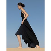 弥古黑色吊带裙高级感露背，连衣裙女夏三亚沙滩，裙度假长裙沙漠裙子