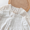 日系刺绣棉布上衣小衫 爱心碎花绣系带全棉白色杏色夏季短袖衬衫