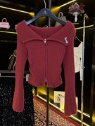 ROILTROU红色毛衣小香风女款2023冬季洋气时尚针织衫上衣