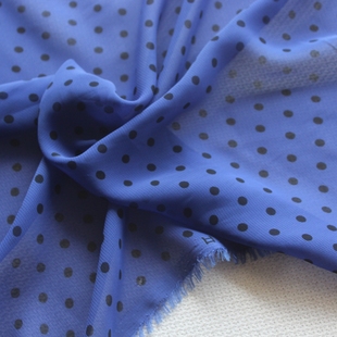 雪纺布料湖蓝色印染小水玉薄软垂夏季衬衫连衣裙面料2米价