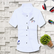 夏季白色短袖衬衫男士，韩版修身青少年半袖，衬衣潮流男装外套男寸衫