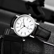 手表男黑色商务手表男高端高品质自动石英机芯时尚男士皮带腕表