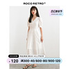 ROCO复古法式白色蕾丝连衣裙女泡泡袖短袖夏季长裙子