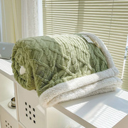 毛巾被羊羔绒毛毯被子冬季加厚保暖法兰绒单人学生宿舍盖毯可机洗