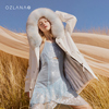OZLANA皮草派克服2023女冬季保暖皮毛一体年轻外套大衣女白色