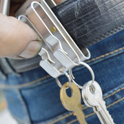 纯铜手工不锈钢钥匙扣 双排穿皮带钥匙挂 腰带钥圈男士皮带锁扣