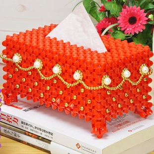 diy手工串珠纸巾盒材料包编织客厅家用珠子欧式贵族抽纸盒