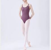 专业芭蕾舞吊带练功服双带留胸垫，位形体连体服黑色啡色浅紫色灰色