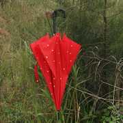 定制高档一把小红伞 桃心古风红色长柄伞新娘红伞抗风雨伞直杆伞