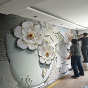 2023欧式客厅5d立体壁画沙发电视墙壁纸卧室轻奢背景墙纸花朵