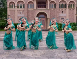 印度舞服装女儿童民族新疆舞，合唱表演服西域风肚皮舞蹈演出服
