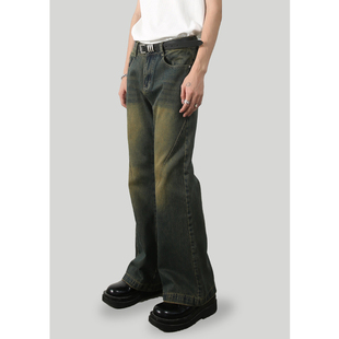 m7美式复古cleanfit显瘦高vibe风水洗，宽松微喇叭牛仔裤男女长裤