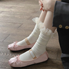 甜美蕾丝花边袜子女中筒袜纯色芭蕾风堆堆袜日系学院风jk百搭棉袜