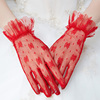 新娘手套结婚蕾丝韩式婚纱手套，白红色(白红色)短款晚礼服敬酒服手套香槟色