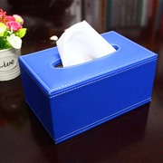 。福润仕宝蓝色，皮质纸巾盒抽纸创意欧式餐巾纸，皮革纸抽家居
