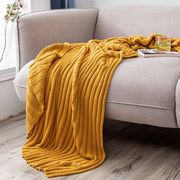 外贸北欧ins全纯棉素色针织，毛线盖毯沙发，装饰搭毯薄毛巾午休毯子