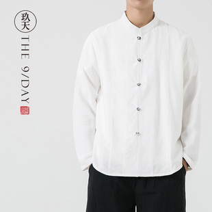 秋季中式男装棉麻中袖衬衫，中国风半袖，上衣唐装盘扣短袖衬衣