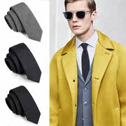 男士羊毛领带正装商务黑色休闲韩版手打灰色拉链式小领带学生窄潮