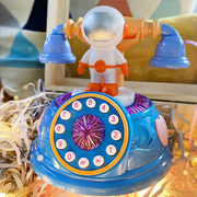 儿童太空人电话机复古卡通座机早教益智灯光音乐仿真玩具3岁5女孩