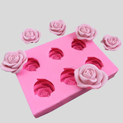 六连玫瑰花液态硅胶模具翻糖蛋糕，装饰模diy烘焙巧克力香薰蜡烛模