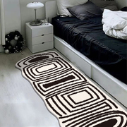 西域猫黑白格子卧室床边毯客厅，茶几衣帽间飘窗地垫，房间床前小地毯