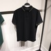鸟男装夏季黑色短袖POLO衫商务休闲韩版潮拼接t恤时尚都市