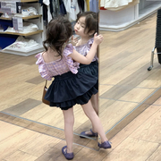 女宝宝格子上衣蛋糕裙裤套装儿童时髦半身裙夏女童洋气夏装两件套