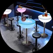 led发光茶几酒吧创意桌椅套装清吧包厢卡座散台高脚圆桌KTV桌子