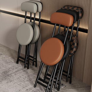折叠椅子靠背凳子家用餐桌，小餐椅圆凳可叠放便携高脚折凳小型简易
