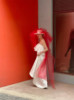 新娘法式高级感红色帽子头纱，喜庆主婚纱化妆造型婚礼头饰森系配饰
