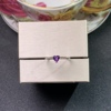 天然紫水晶戒指925银镀金开口戒指心5*5Mm生日礼物