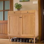 白橡木(白橡木)鞋柜实木，储物柜客厅家具，实木家具对开门柜门厅木边柜