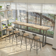 实木吧台桌家用阳台靠墙窄桌子奶茶吧台桌咖啡厅酒吧高脚桌椅