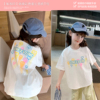 女童t恤2024夏装韩版儿童，时尚字母印花上衣宝宝洋气纯棉短袖