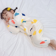宝宝睡衣秋冬季珊瑚绒儿童连体法兰绒女家居服加绒加厚婴儿睡袋男