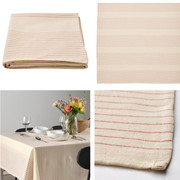 IKEA宜家维普斯塔 桌布条纹图案 红色/自然色150x150 厘米纯棉布