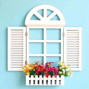 北欧风假窗户装饰木质欧式地中海，风格假窗田园电表箱墙面装饰品