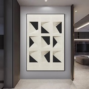 S1254 现代挂画黑白高级感客厅沙发背景墙装饰画抽象落地画格子80