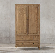 法式实木复古两门衣柜欧式美式卧室，衣柜地中海衣柜可定制