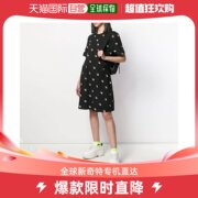 香港直邮mcqmcq女士黑色棉质，燕子印花时尚休闲宽松t恤连衣裙545