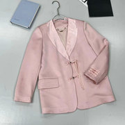 MRSSTETE欧洲站小众新中式国风短款西装粉色中长款减龄外套女