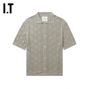 itakindofguise男装，镂空针织短袖衬衫，文艺质感502129mm